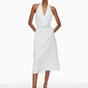 Aritzia White Linen Halter Midi Dress